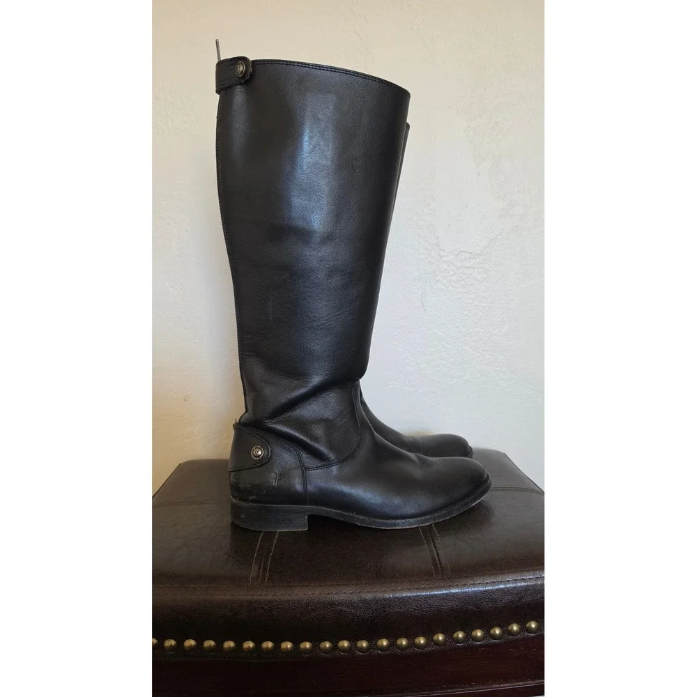 Frye Melissa Old‎ Money Preppy Button Back Zip Riding Leather High Boot sz 8B